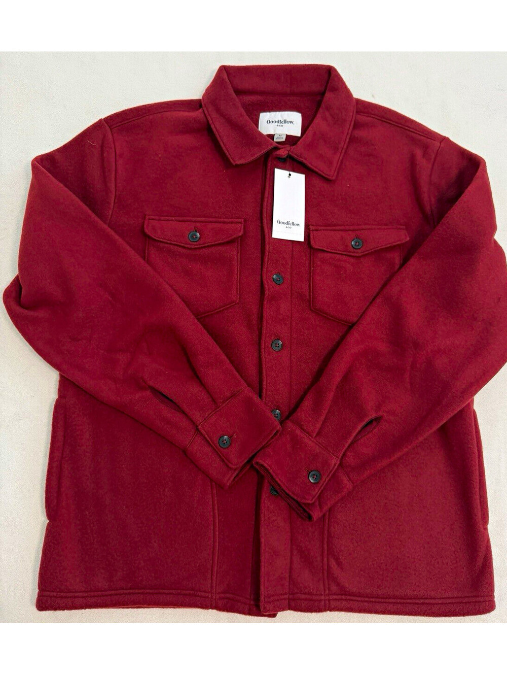 Goodfellow & Co Mens M Burgundy Shacket Shirt Jacket Button Front Pockets